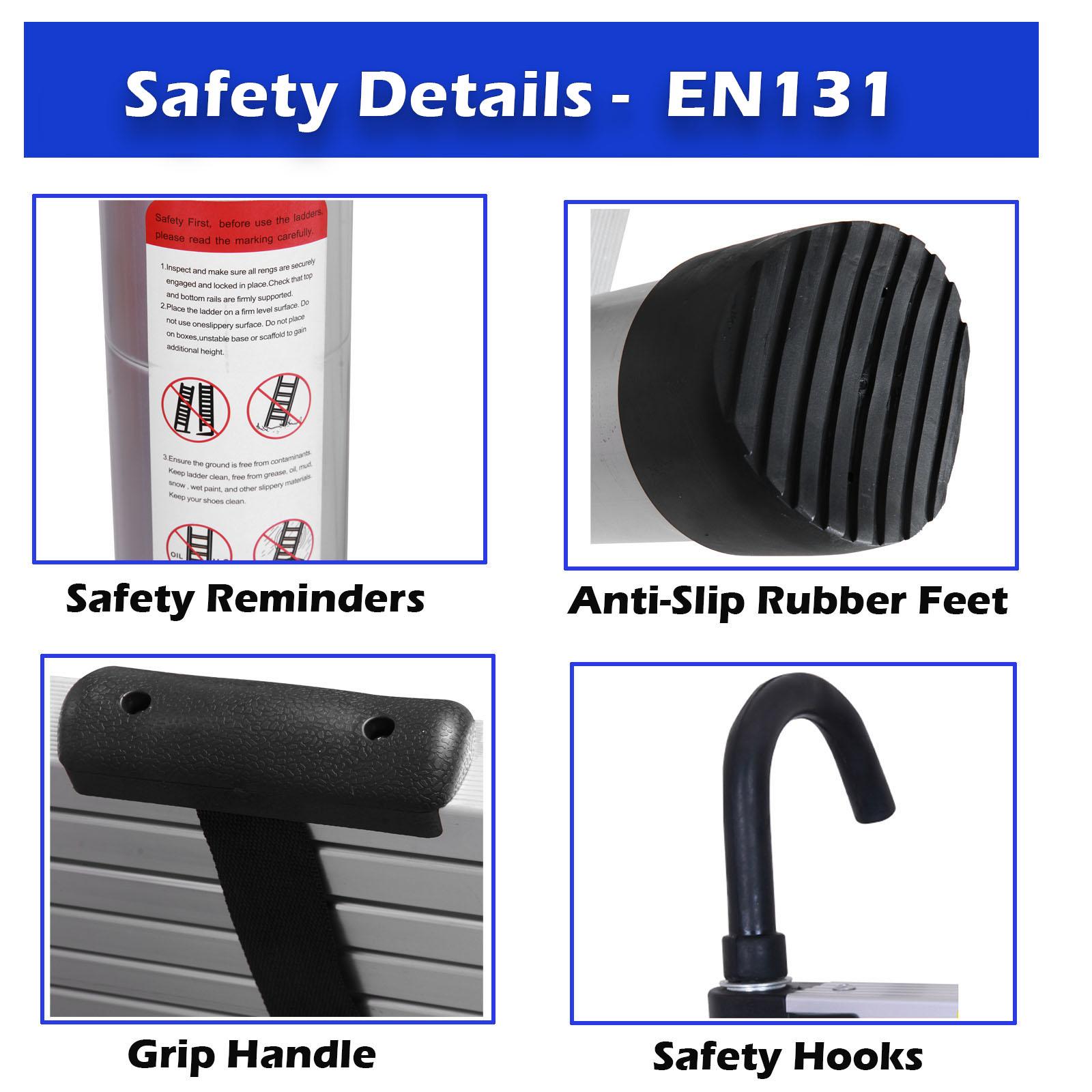 Aluminum Telescoping Ladder 14.4ft / 16.4ft /20.3ft Extension Ladder with 2 Hooks, Portable Folding Ladder, 330lbs Load Capacity, Adjustable Height for Indoor Outdoor RV Home Office