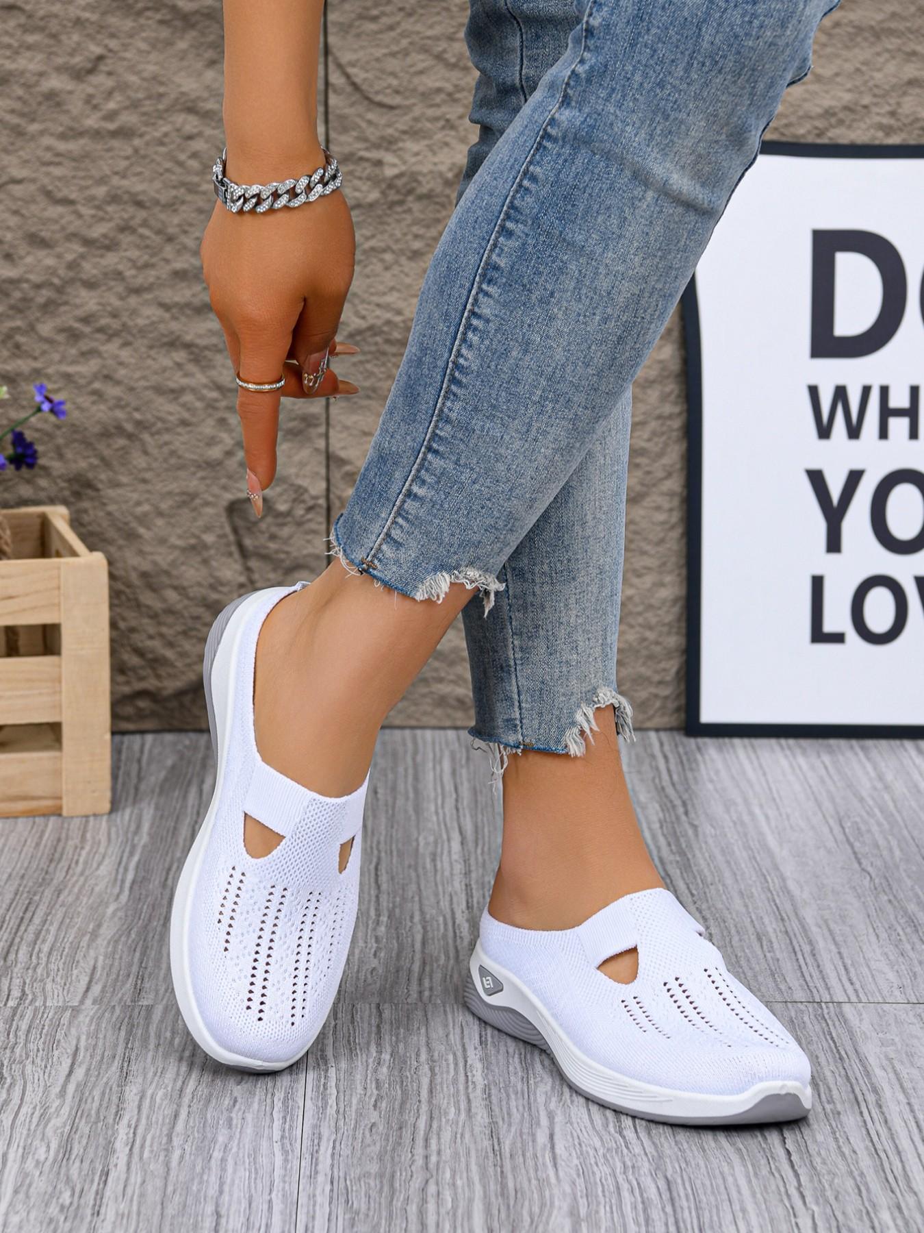 New Women's Casual Sandals, Comfortable Fashion Slip-Ons, Lightweight Soft Sole Mesh Shoes, Outdoor Commute Half-Sandals