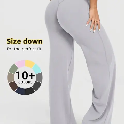 High-Waisted Yoga Pants, Nylon Blend, Straight Leg, Seamless Front, Soft and Breathable, Ideal for Gym Wear, Soho Fashion Style