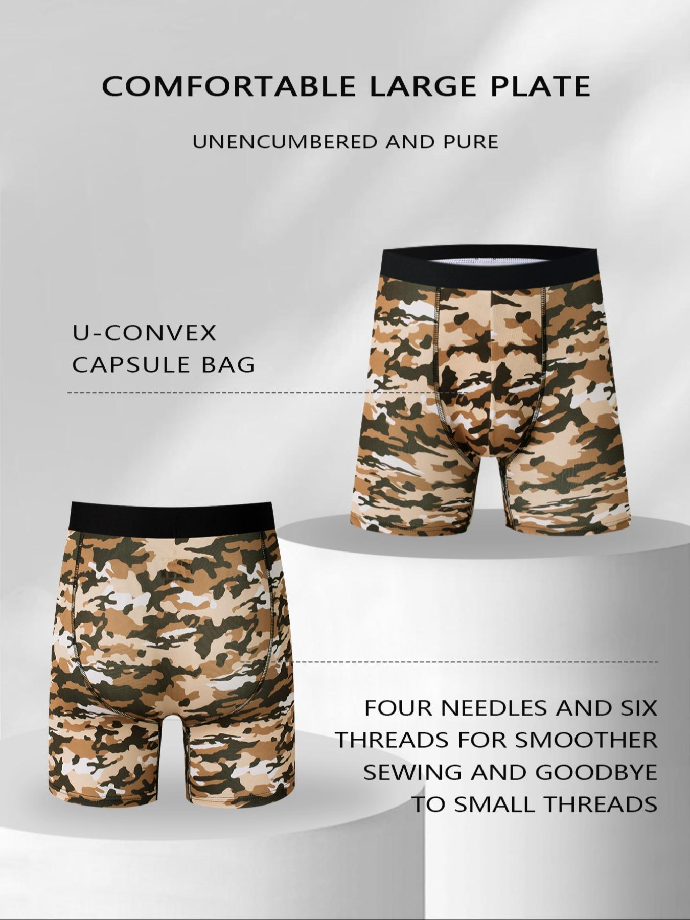 Men's Camo Print High Stretch Boxer Brief, Casual Comfy Breathable Underwear for Daily Wear, Mens Shorts for All Seasons