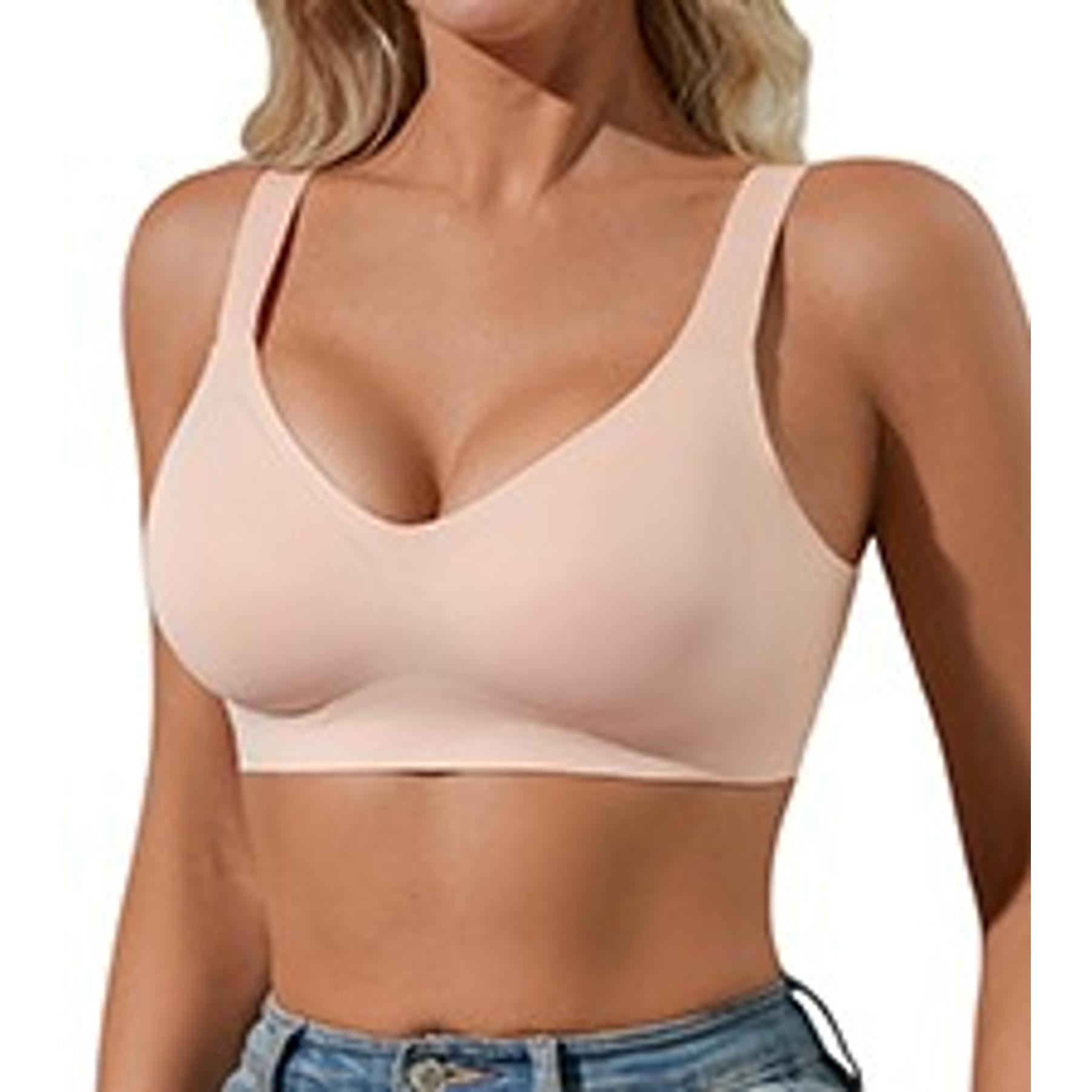 Women's Seamless Wireless Bra with Support - No Underwire Full Coverage Push Up Comfort Bras - Back Fat Smoothing BralettesGift