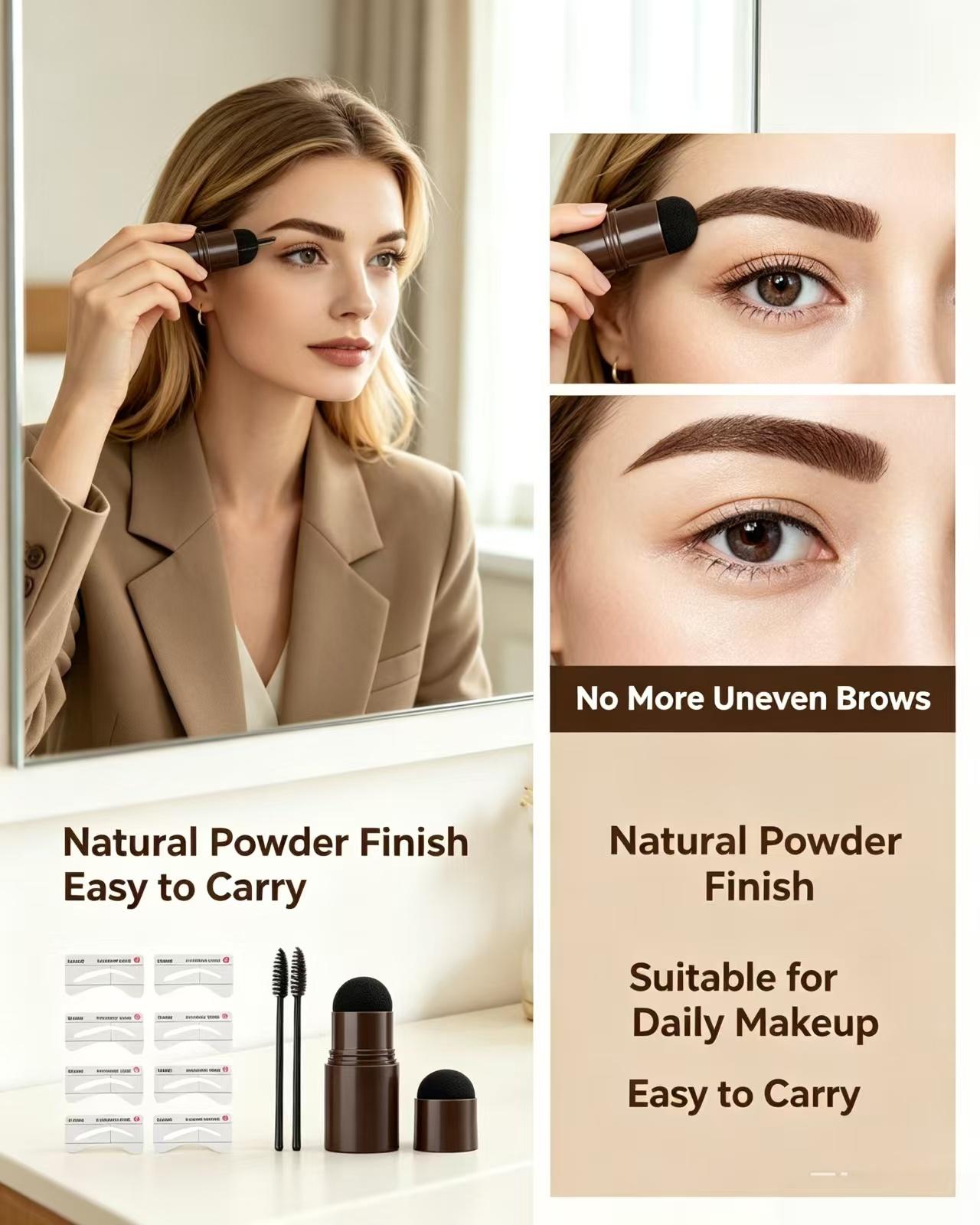 1-Step Daily Eyebrow Stamping Single Unit Kit with Temporary Powder Stick - Waterproof, Sweat-Resistant, Long-Lasting for Brow Design, Contour Makeup (Beauty & Personal Care Eyebrow Product)