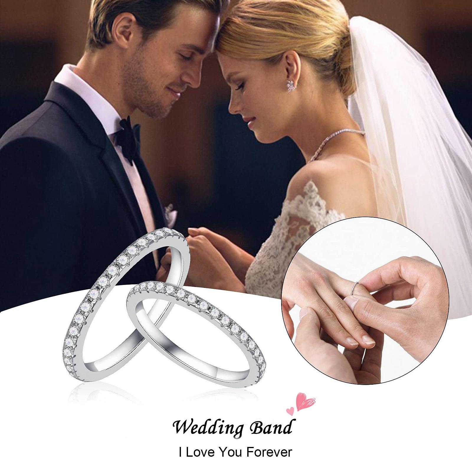 Wedding Band 925 Sterling Silver Stackable Eternity Rings for Women Silver Size 5-10