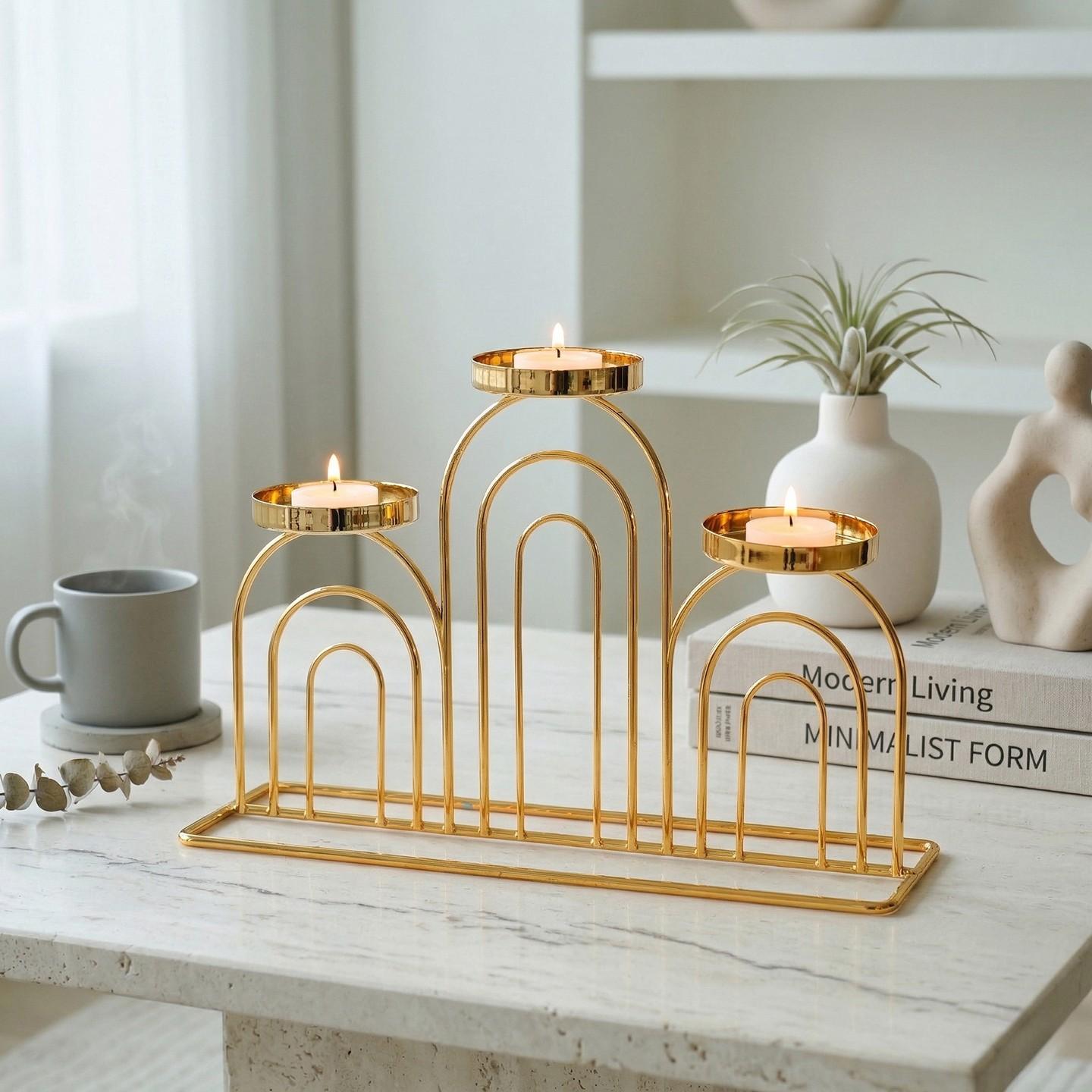 Elegant Metal Candle Holder for Table Decoration, Vintage Iron Art Design for Romantic Dinners and Bedroom Ambience, Decorative Candle Accessory