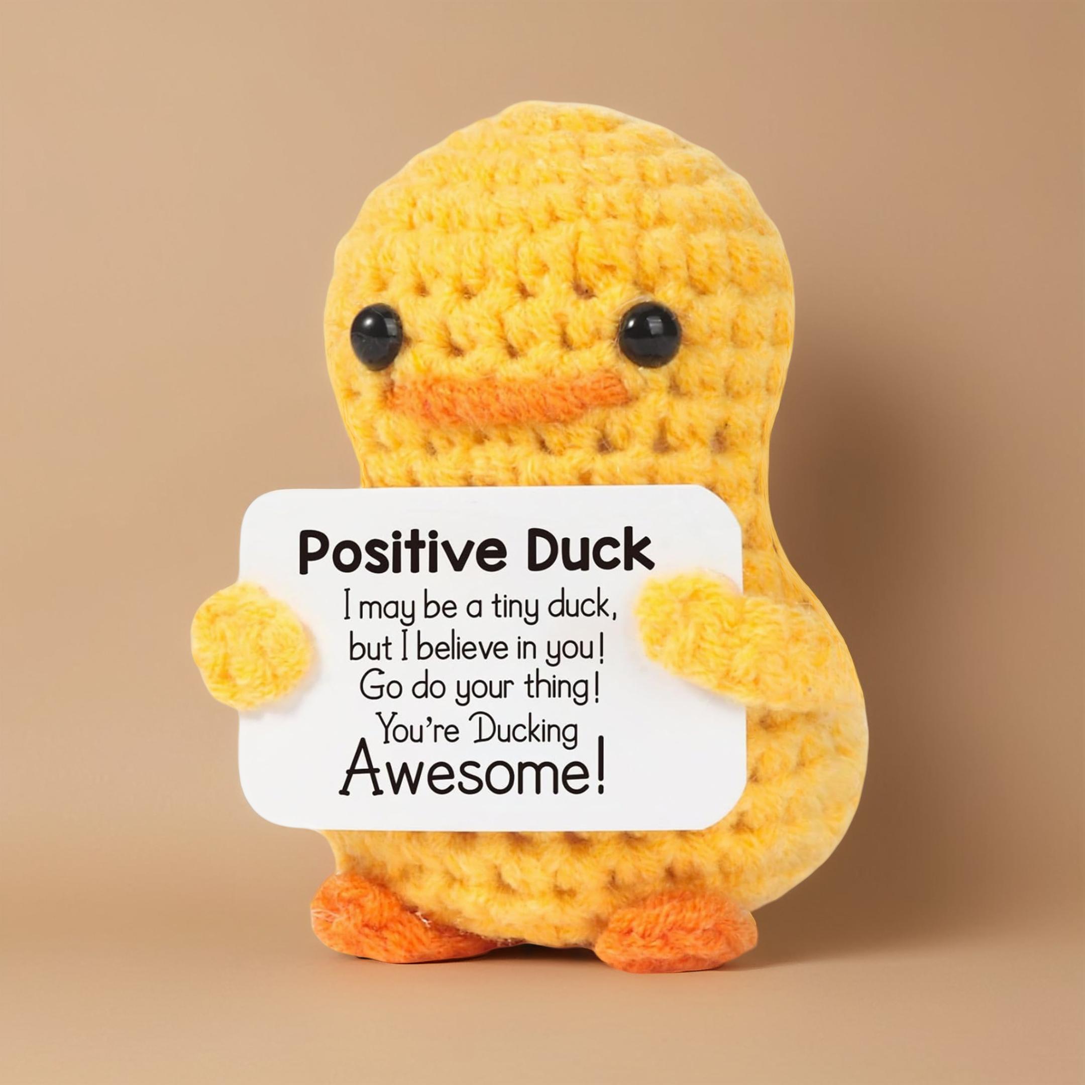 Cute Knitted Duck with Positive Card, Handmade Emotional Support Crochet Doll for Gift, DIY Knitting Supplies for Home Office Decor, Stuffed Animals, Cute Girly Gifts, Toy Plushies, Handmade Crochet Figure Cute Knitted Duck with Positive Card, Handmade Emotional Support Crochet Doll for Gift, DIY Knitting Supplies for Home Office Decor, Stuffed Animals, Cute Girly Gifts, Toy Plushies, Handmade Crochet Figure