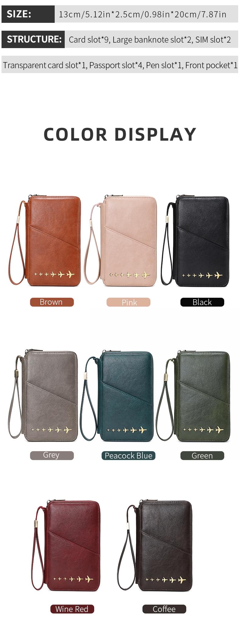 Multi functional zipper travel card holder, passport cover that can hold 5 passports, RFID shielded card holder, travel accessories, travel essentials, ideal gifts, Christmas, Valentine's Day, unisex passport bag, family travel document, Passport Wallet