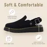 Athlefit Women's Slip-on Suede Clogs Comfortable Latex Footbed Slingback Mules with Adjustable Strap for Work Walking Daily Wear slippers Footwear Girl tiktokshopbacktoschool,back to school,back to school haul