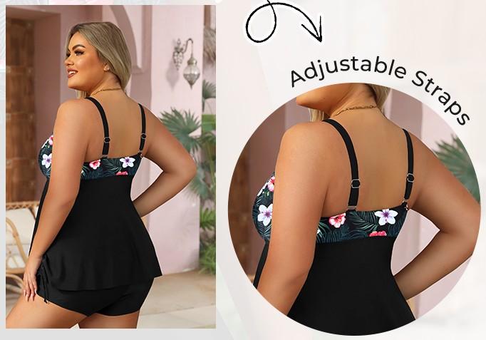 Aqua Eve Women Plus Size Tankini Swimsuit Two Piece Flowy Swimdress Bathing Suits with Shorts