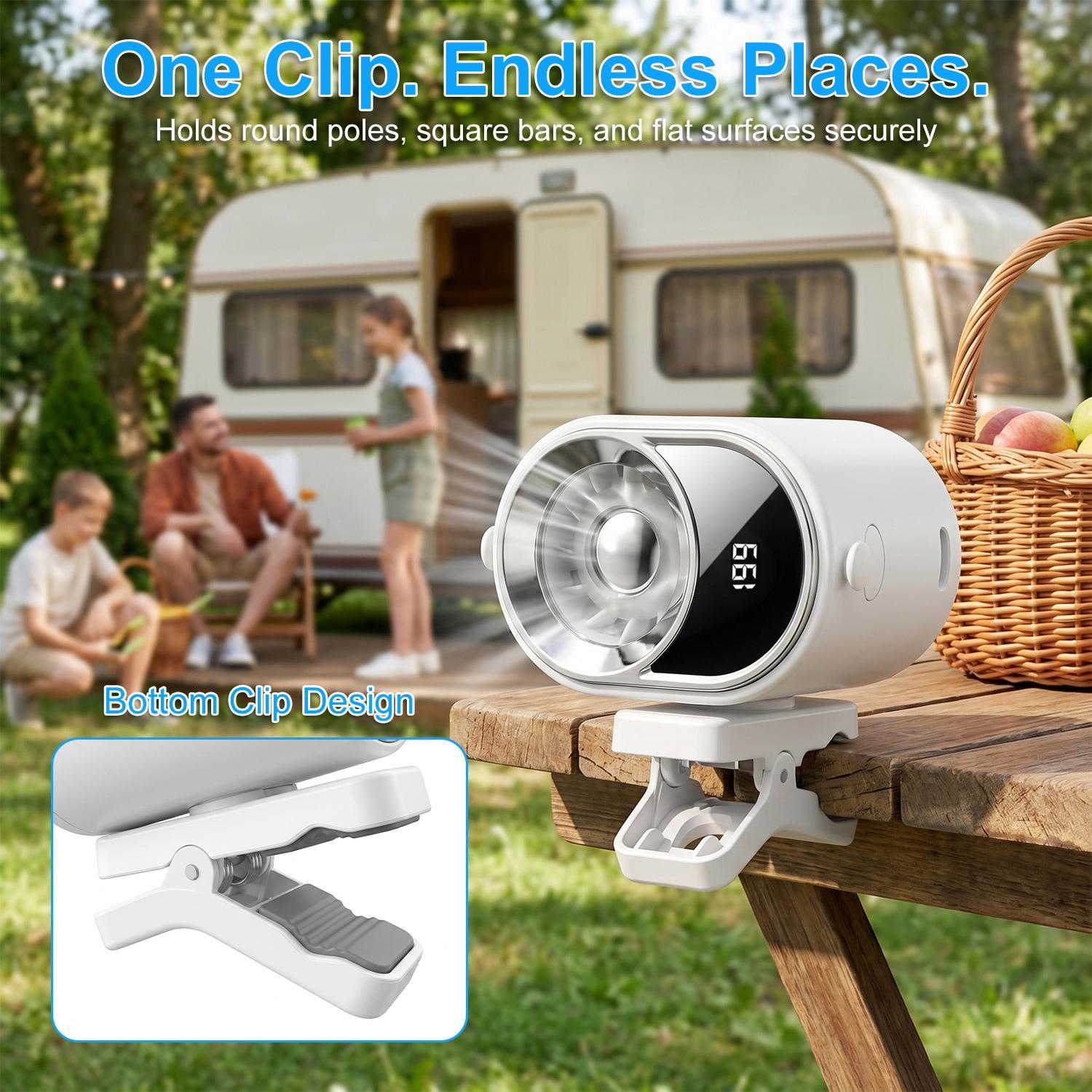 2026 Car Clip-On Fan with 360° Rotation & 199 Speeds - TikTok Shop