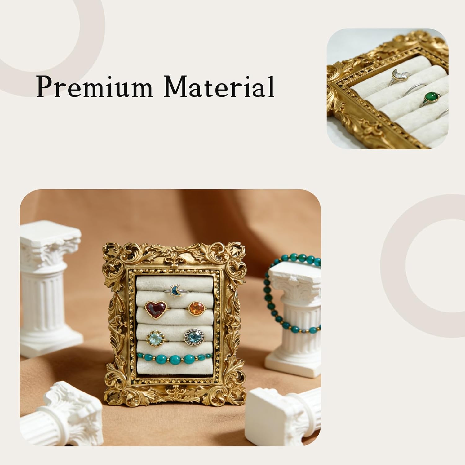 Ring Holder For Women,  Ring Display Stand, Earring Display  Tray, Ideal For Dresser,  Counter, Wedding, Anniversary , Proposal Prop, And Retail Store Display