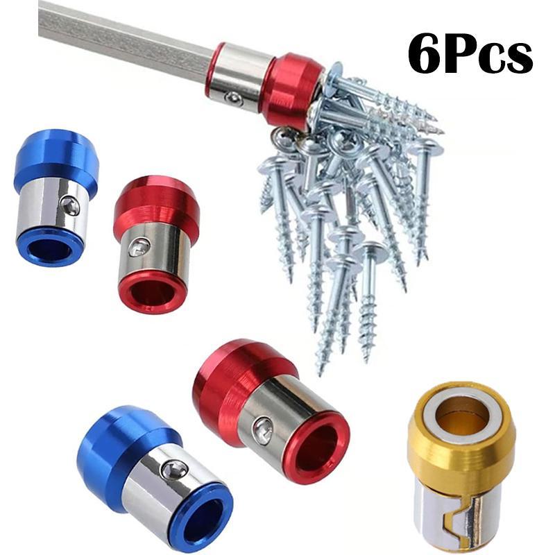 6PCS Screwdriver Head Magnetic Ring, UniversalMagnetizer for Drill,Universal 1/4 inch 6.35mm RemovableMagnetizer Ring Magnetic Driver Hex Electric Screwdriver BitStrong Magnetizer-14