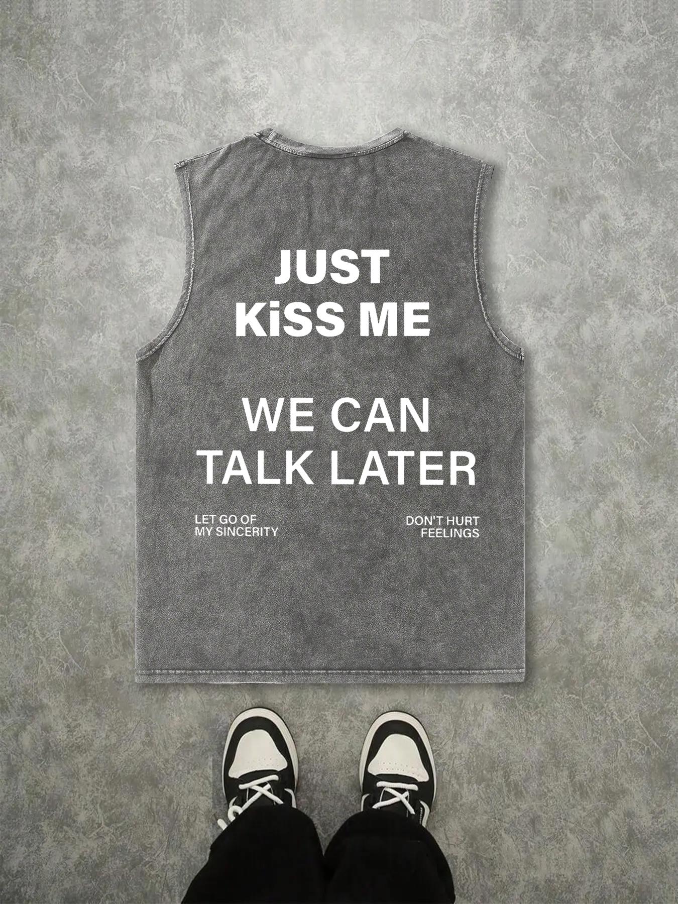 Unlock the American retro Vintage style, Made of skin-friendly pure cotton, this men's sleeveless round-neck Fitted T-shirt, Stylish tank, is cool, Casual and has a personalized text pattern, Sleeveless Tank Tops