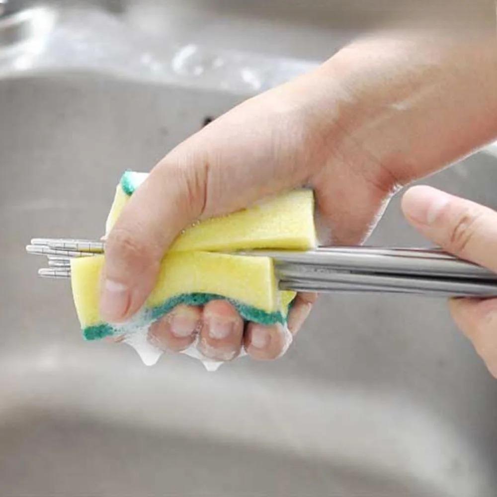 Double-Sided Scrub Sponge: Anti-Mold & Antimicrobial, Dual-Layer for Dishwashing, Kitchen, Bath, Garage, Reusable & Scratch-Free Cleaning Pad, High Density Sponge