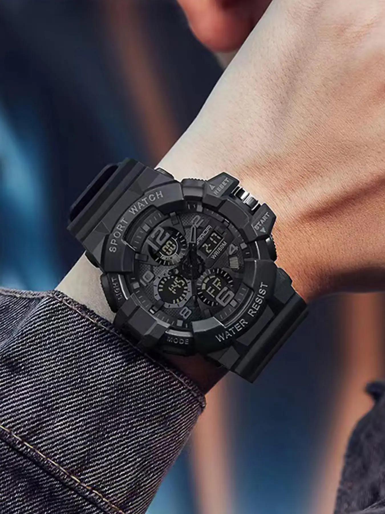 Men's Sporty Digital Watch, Fashionable Glow in the Dark Multi-function Electronic Watch for Men, 2024 New Trendy All-match & Exquisite Watch for Birthday Gift for Boyfriend with Box