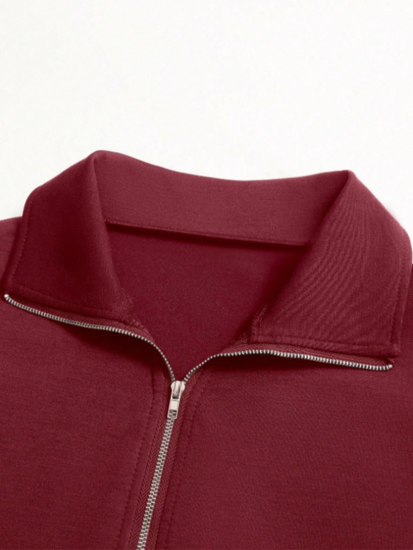 Women's Fashion Aesthetic Adjustable Drawstring Half-Zip Sweatshirt, Slim Fit Fitted Solid Color Basic Short Top, Casual Stylish Ladies' Pullover