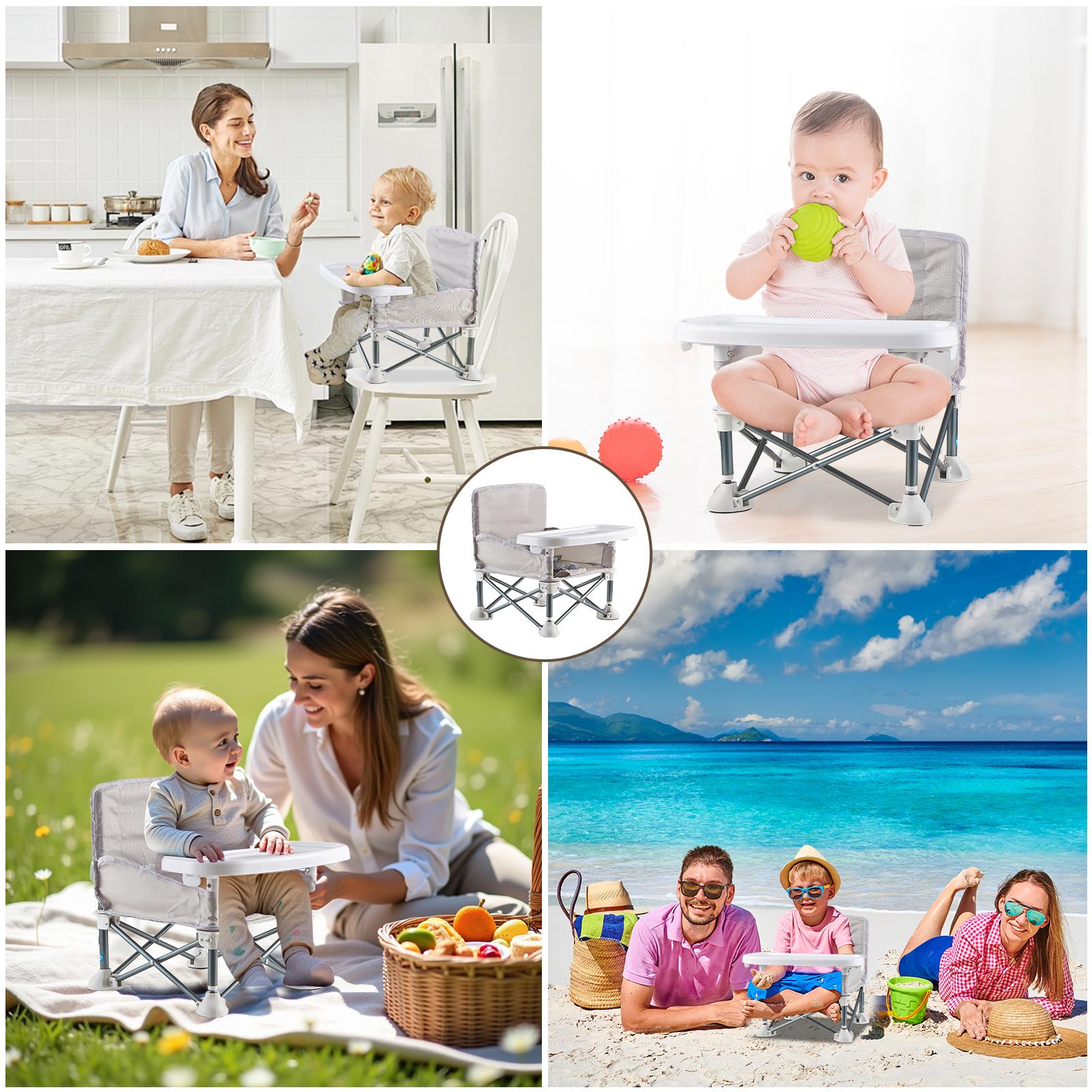 0–18 Months Portable Baby High Chair, Foldable Travel High Chair for Babies & Toddlers, Lightweight Feeding Booster Seat with Tray & Safety Harness, Compact Dining Chair for Home, Restaurant & Outdoor Use