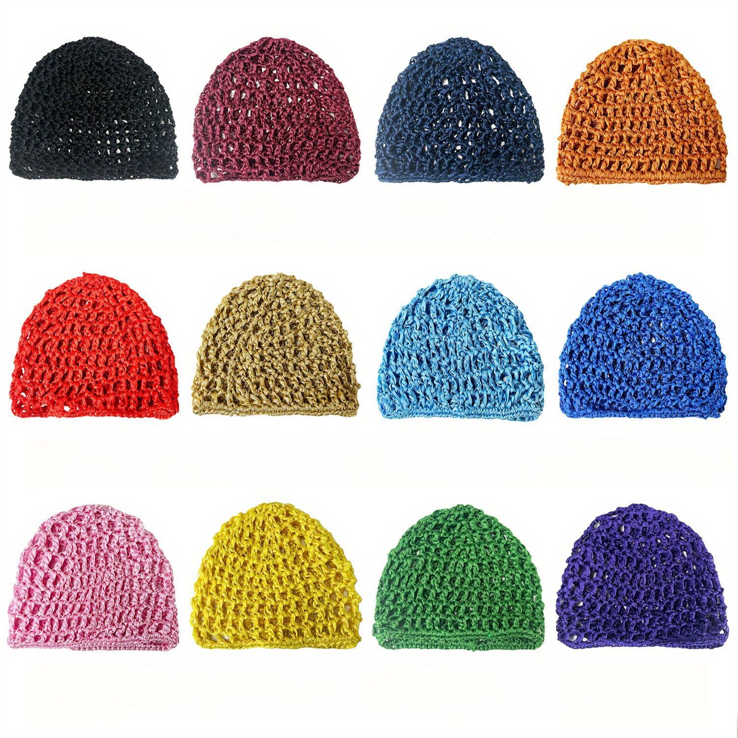 Women's Soft Knitted Hair Nets - Hollow-Out Breathable Bonnets, Knitted Net Wrap for Easy Wear, Hair Styling Accessories for Heatless Daily Care, 5Pcs Mixed Color Pack