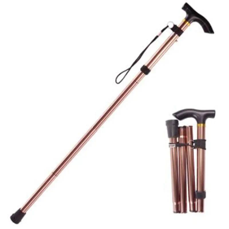 Multifunction Walking Stick Trekking Poles Telescopic Fold Crutches Hiking Stick Crutch Elderly Metal Stick Walking Cane Outdoor Hiking Gear