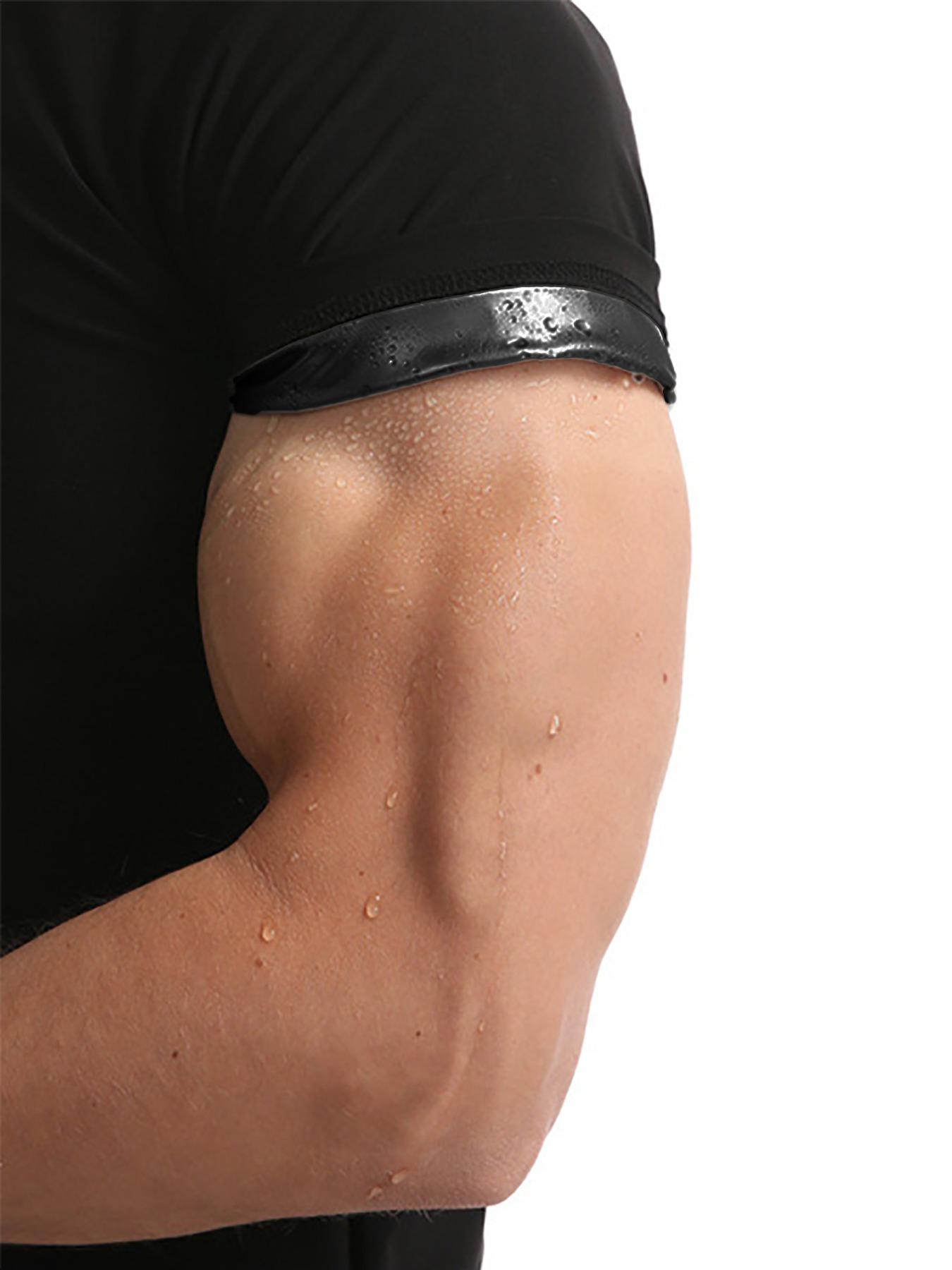 Men's Solid Sauna Tee, Casual Comfy Breathable Sauna Top for Workout Sports, Men's Sportswear for All Seasons, Gym Workout Clothes