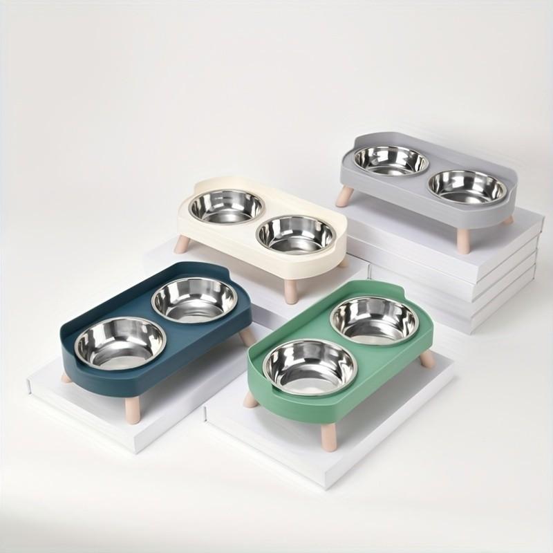 Cat Feeder 2-In-1, Stainless Steel Non-Slip Dual Bowl, Easy Clean, Multiple Colors, Perfect Gift, Anti-Tip Pet Food and Water Dish
