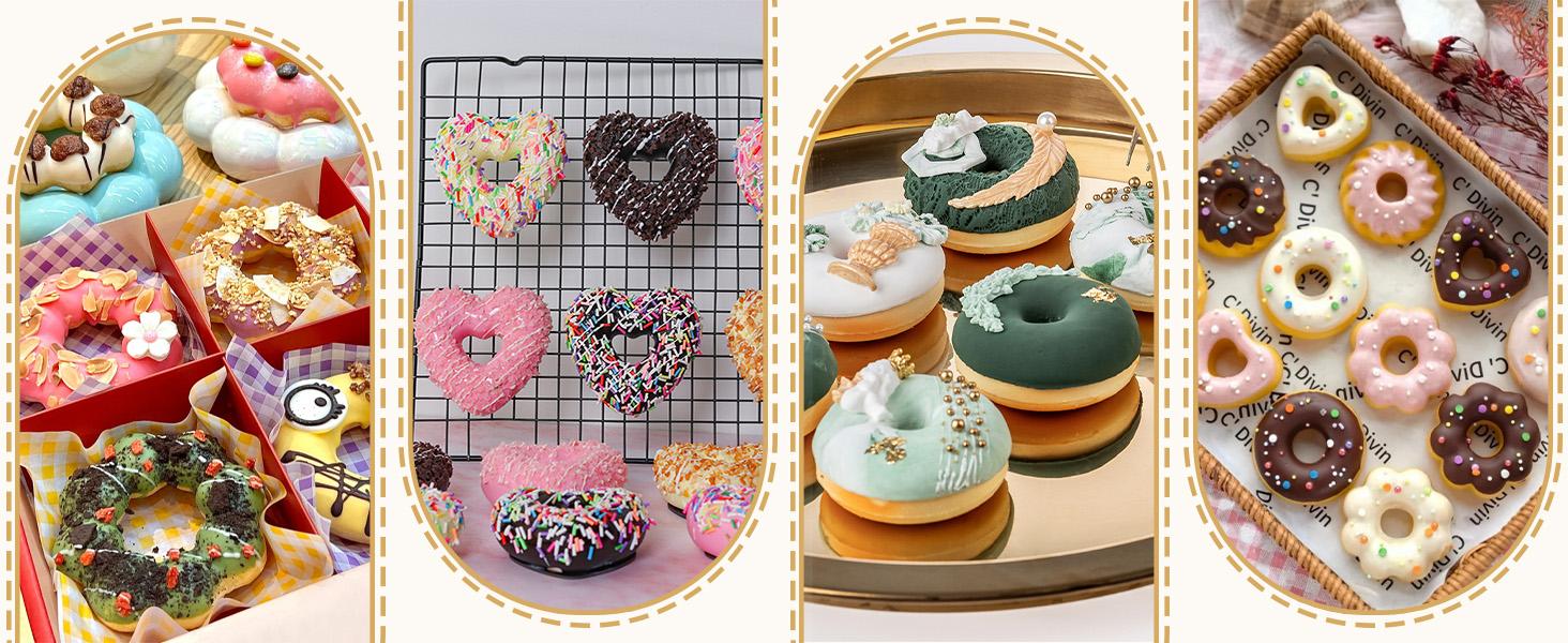 3 Pack Silicone Donut Pan for Baking, Non-Stick Doughnut Pan, 6 Cavity Heritage Bundtlette Cake Silicone Mold for Baking (Blue+Gray+Pink)