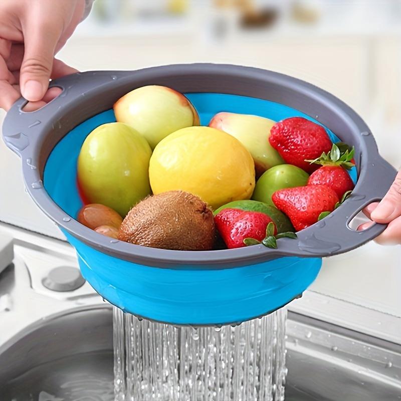 3-Pack Foldable Baskets Set, Stackable Kitchen Strainers, Space-Saving Folding Drainer, Easy Clean Home Fruit & Vegetable Basket