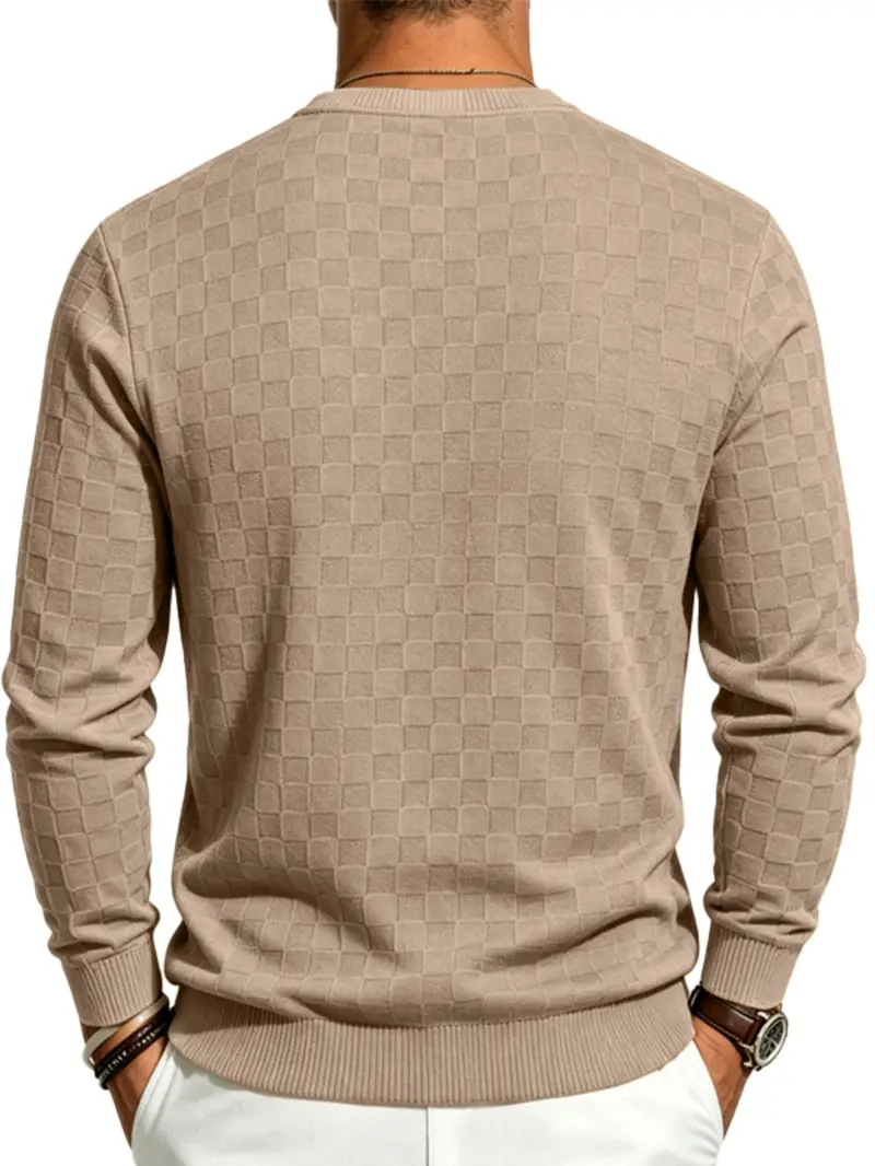 4-Pack Men's Plaid Knit Sweatshirts, Textured Grid Pattern Long Sleeve, Soft Lightweight Casual Top, Ideal for Fall Winter Streetwear 4-Pack Men's Plaid Knit Sweatshirts, Textured Grid Pattern Long Sleeve, Soft Lightweight Casual Top, Ideal for Fall Winter Streetwear