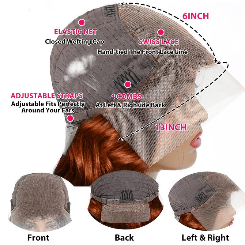 13x6 HD Reddish Brown Lace Front Wigs Human Hair Auburn Colored Body Wave Frontal Wigs for Women 180 Density Copper Red Glueless Body Wave Lace Front Wig Pre Plucked Baby Hair TikTokShopBlackFriday