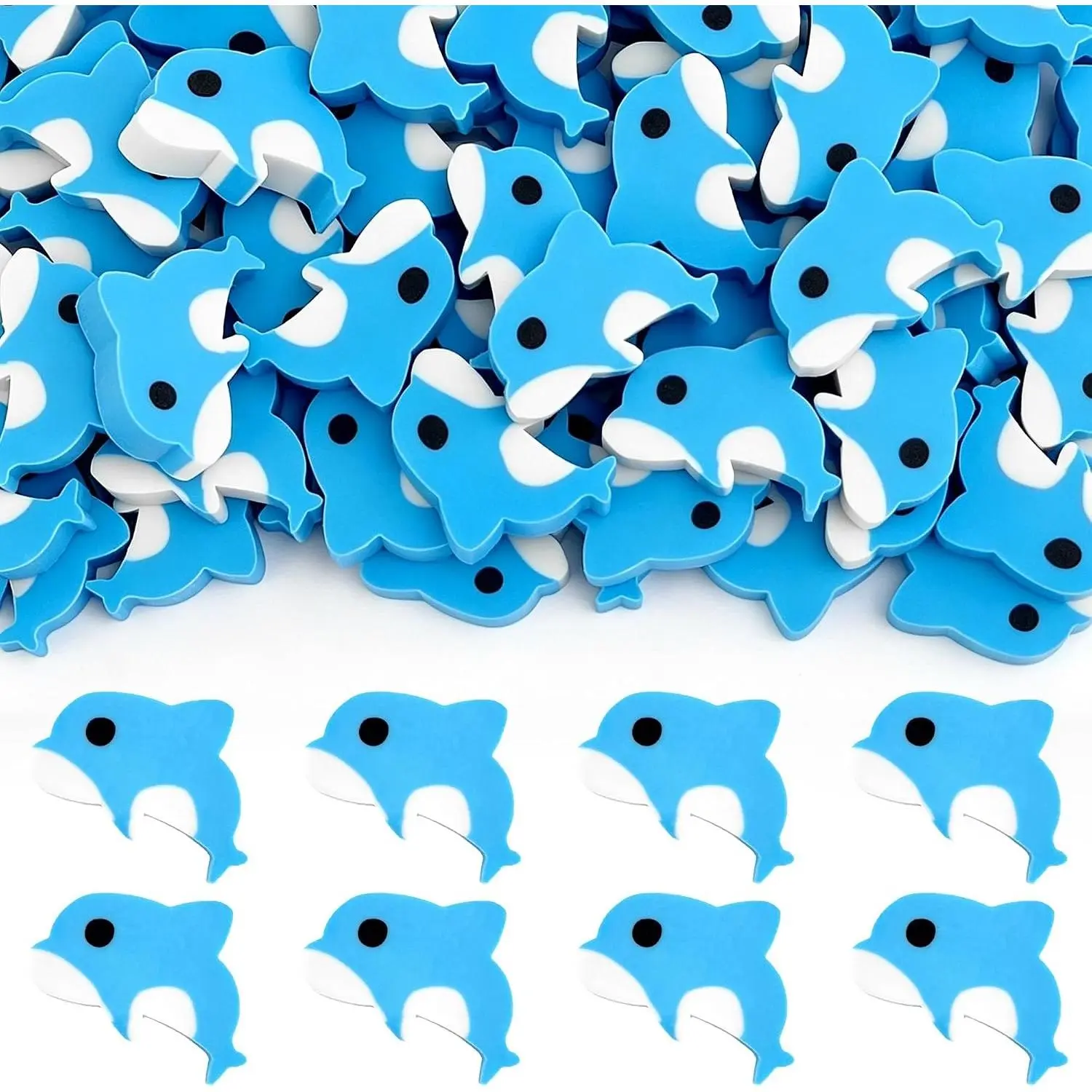 100pcs Dolphin Pencil Erasers, Bulk Cute Mini Erasers Small Fun Erasers for Classroom Rewards Party Favors Gift Filling Eraser