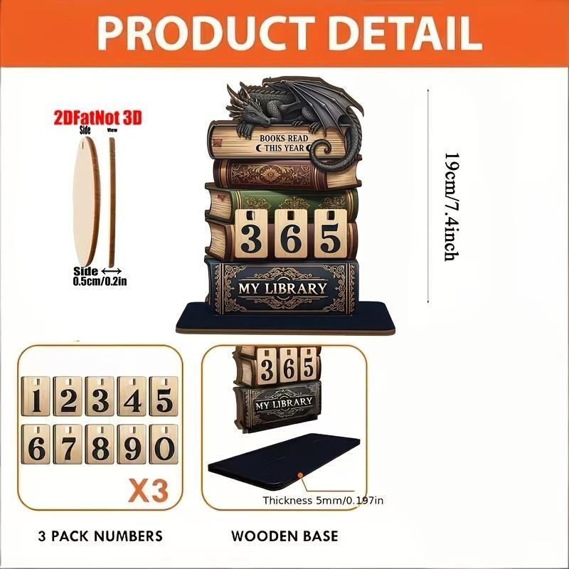 2D DIY Book Reading Tracker, Ideal for Reading Goals, Perfect Gift for Teachers, Writers, Literature Lovers, Home Library Decor, Shelf Accessory