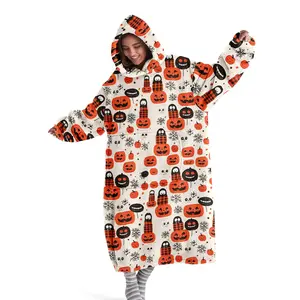hoodie blanket，Wearable Blanket，Hooded Blanket Wearable Halloween Pumpkin Blanket, Soft Warm Oversized Blanket for Sofa Home Leisure Air Conditioning Nap Office Bed Camping Travel Gift，Christmas Gift,Valentine's Day gift