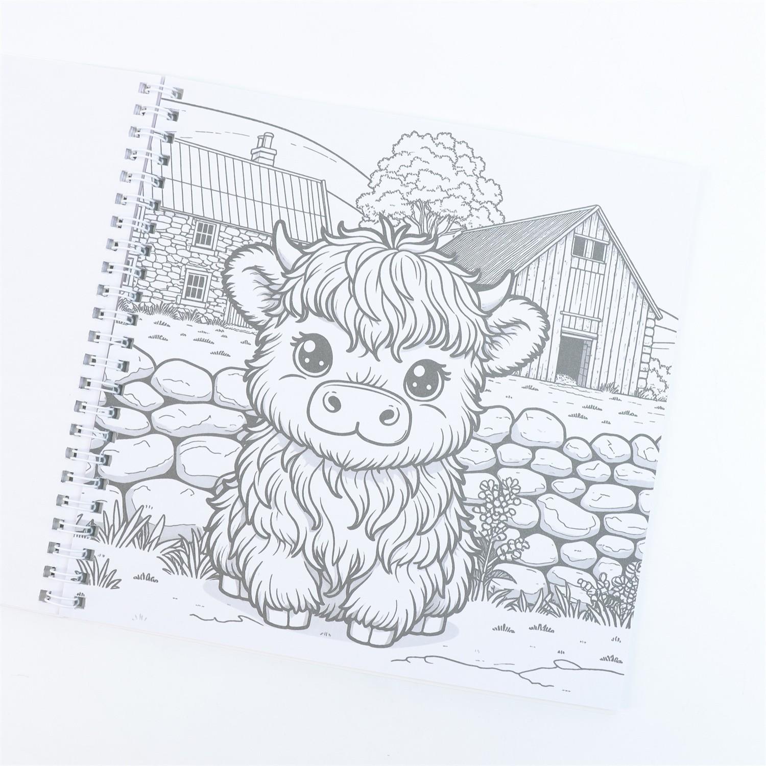 Luxury Scottish Highland Cow Design Spiral Notebook, 24 Pages, Festive Decor, Creative Expression, Christmas Gift, Durable Binding