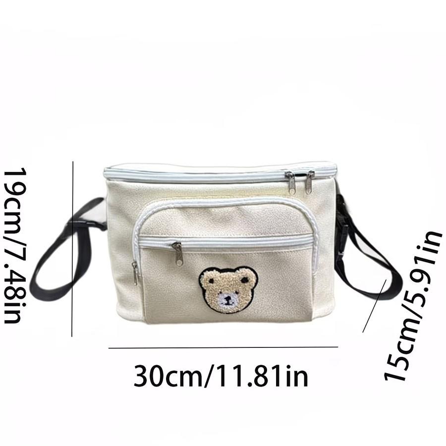 Cute Little Bear Stroller Storage Bag, Large Capacity Multi-Pocket Stroller Accessory, Convenient Baby Gear Organizer