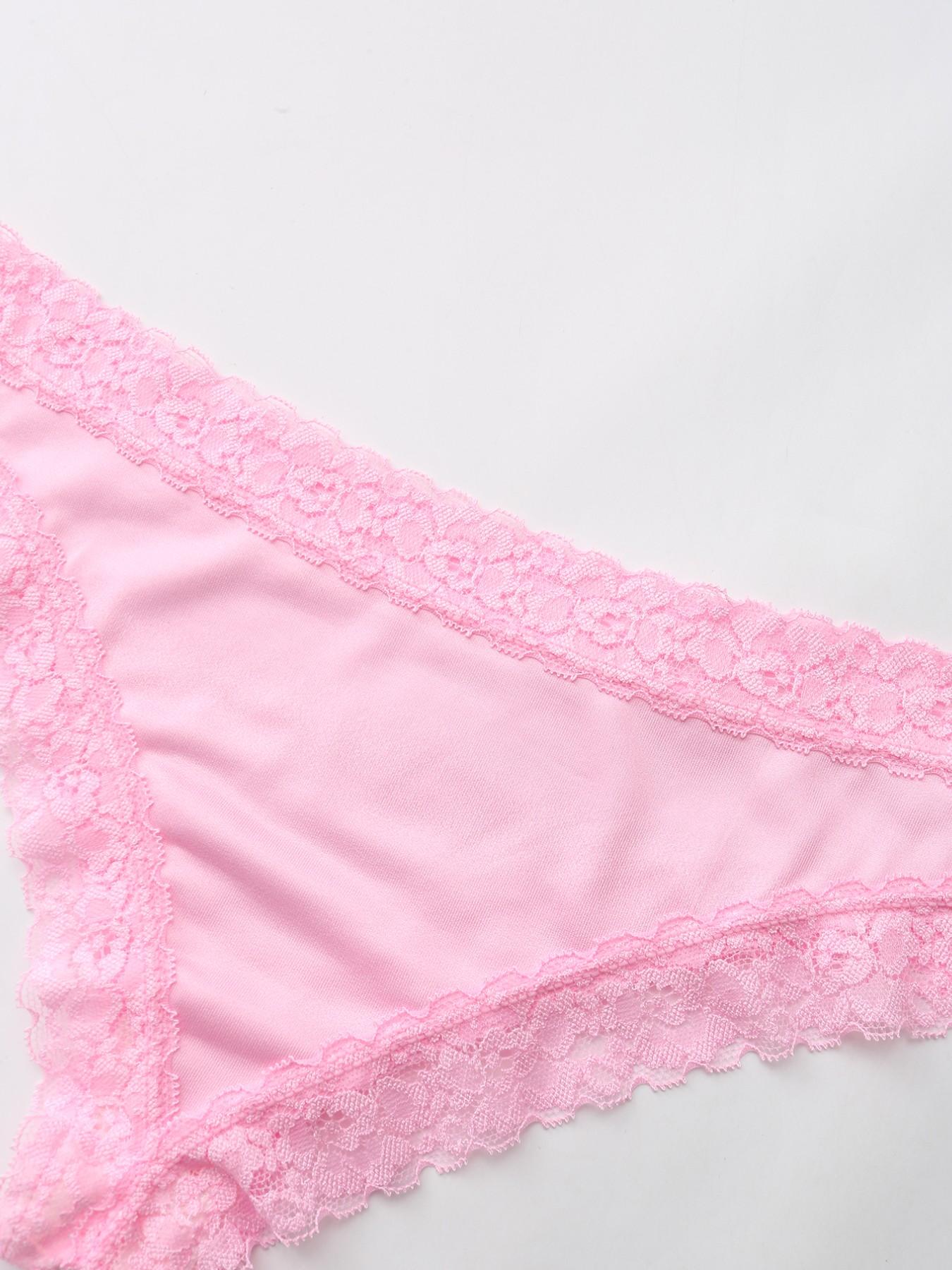 4-Pack Fashion Women's Lace Patchwork Print Underwear Set, Heart Strawberry Butterfly Petal Prints, Sexy Comfortable Soft Ladies Lingerie Womenswear