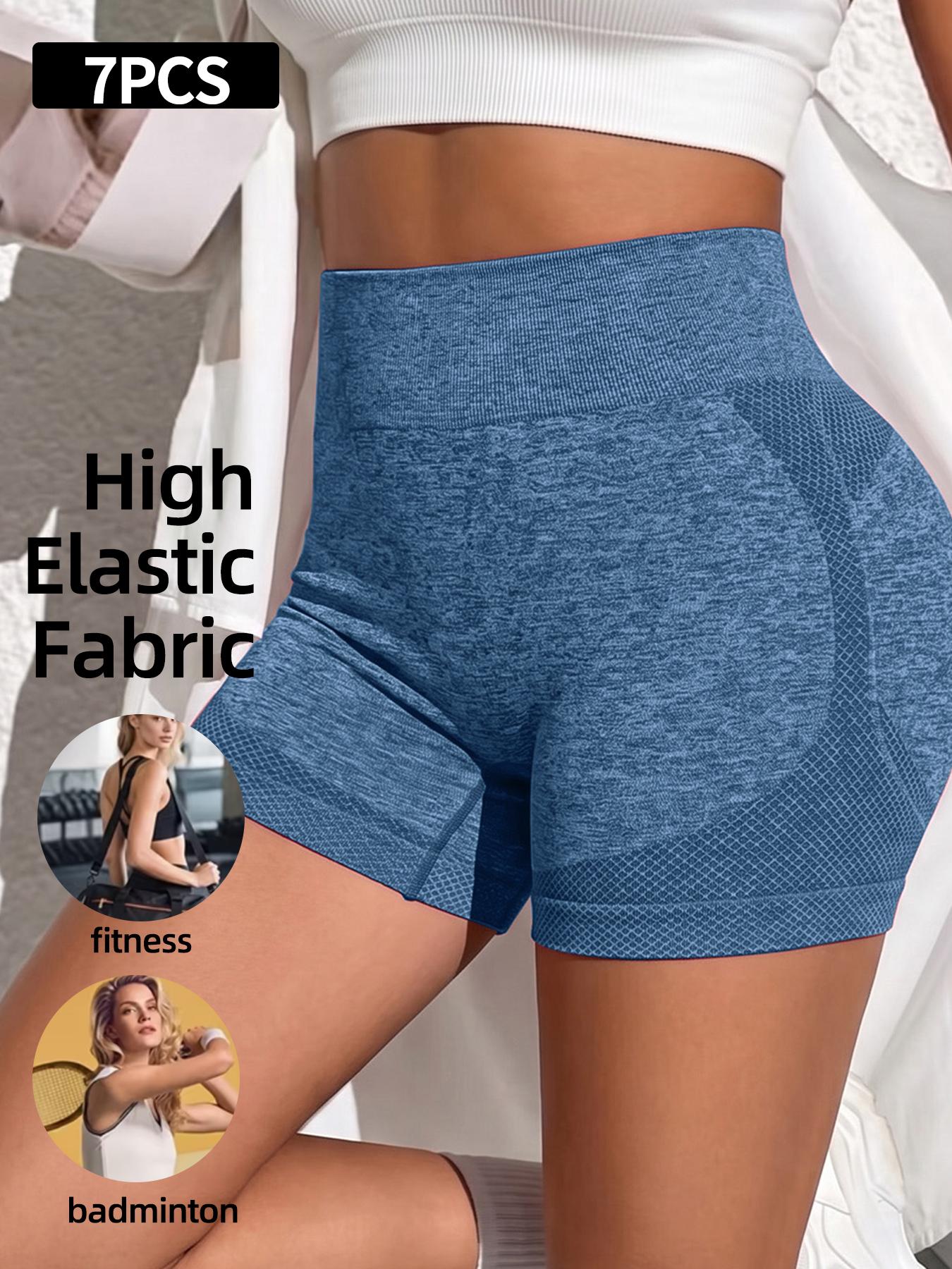 7/6pcs Women's High Waist Tummy Control Gym Shorts, Yoga Pants, Bike Shorts, Seamless, Comfortable, Breathable, Outdoor Fitness, Fitness Training Shorts