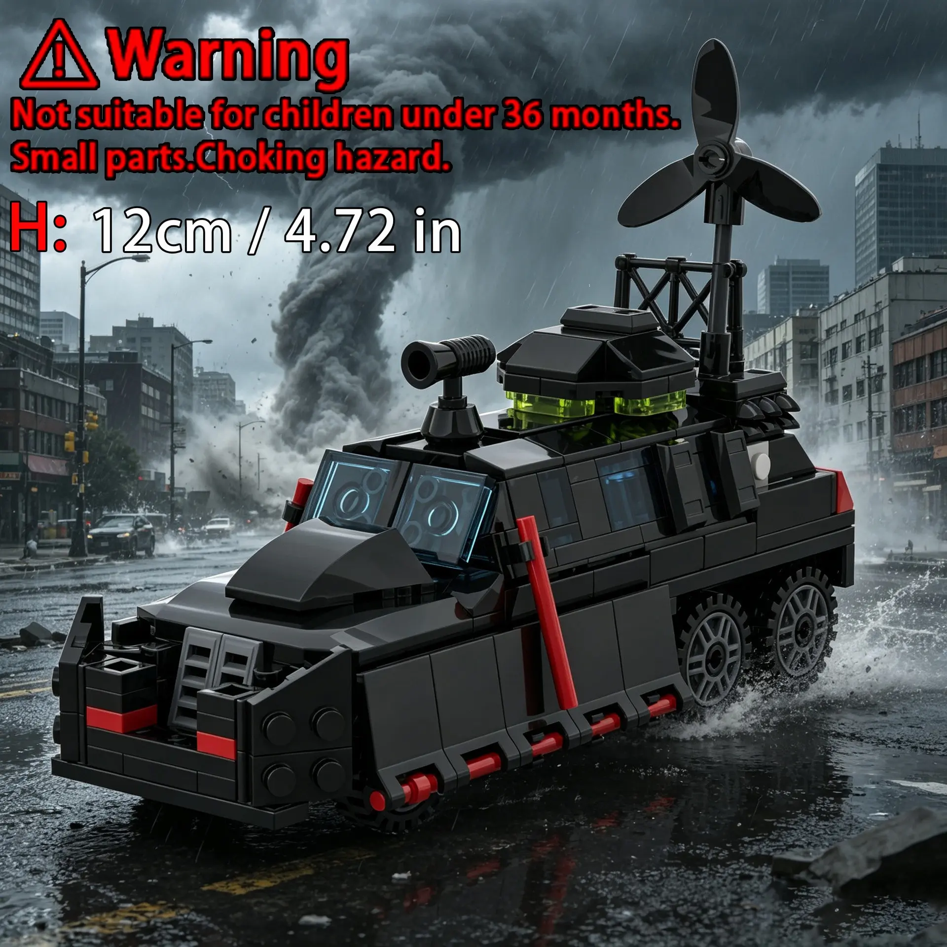 Popular TIV-II Tornado Intercept Vehicle Building Blocks, 6-Wheeled Armored Storm Chaser Truck Model with Exquisite Radar Antenna, Highly Detailed Weather Research Vehicle Bricks Set, Perfect Birthday Xmas Gift for Storm Fans & Car Model Collectors