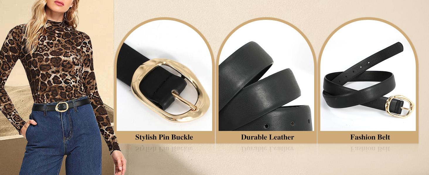 JASGOOD Women Leather Belt Ladies Casual Waist Belt Fashion Women Belt with Gold Buckle for Jeans Pants dealsforyoudays JASGOOD Women Leather Belt Ladies Casual Waist Belt Fashion Women Belt with Gold Buckle for Jeans Pants dealsforyoudays