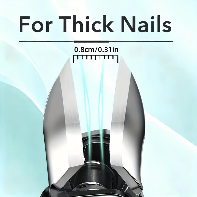 2-piece set of splash proof large opening nail clippers, designed with a slanted mouth specifically for toenails, paired with nail files for a cleaner and more worry free trimming of thick and embedded nails