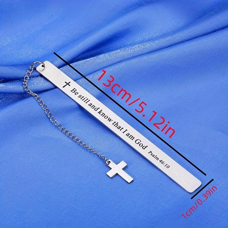 Stainless Steel Bookmark with Cross & Chain, 1 Count Engraved Bookmark, Inspirational Religious Gift for Book Lovers, Book Accessories, and Adults