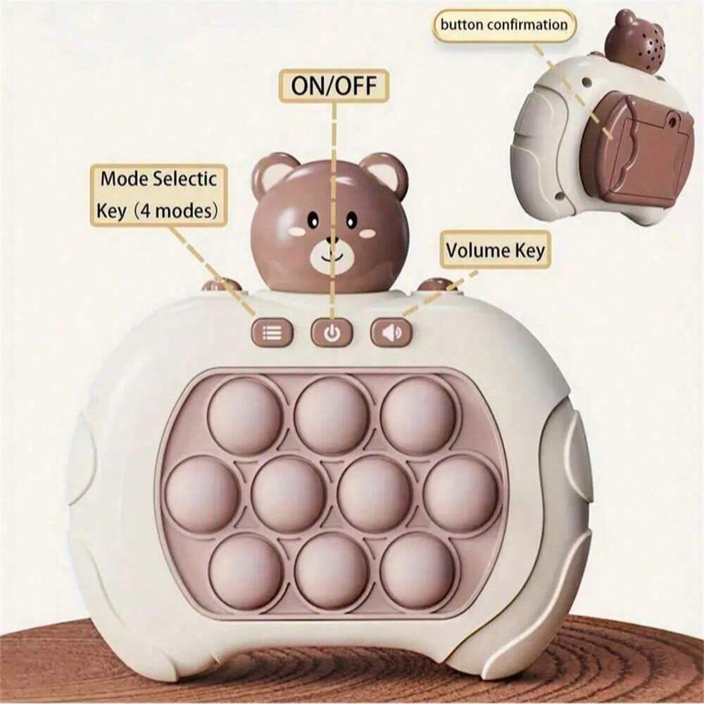 New Original Fast Press Game Machine Bear Fingertip Bubbles Electronic Jump Game 4 Modes Lightweight Stress Relief Fidget Toy Gift