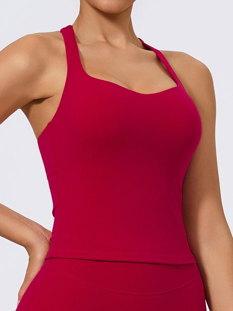 Women's Sleeveless Soft Sports Tank Top with Chest Pads, Slim-Fitting Yoga Shirt for Flexible Movement, Ideal for Outdoor Jogging and Gym Workouts, Sleeveless Gym Tops