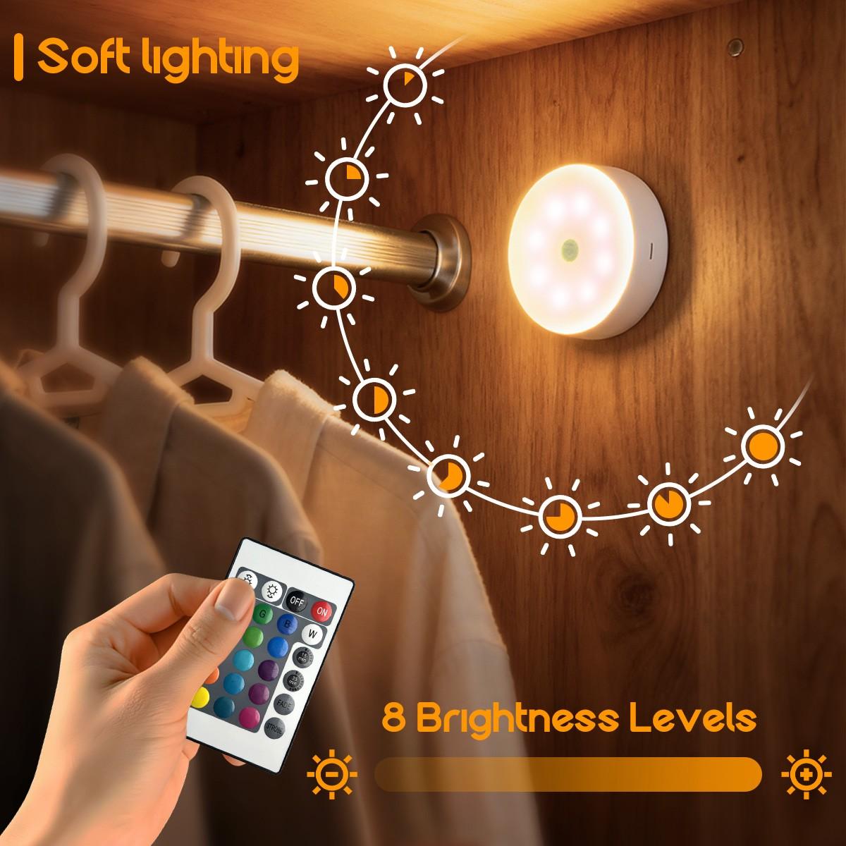 Indoor Motion Sensor Night Light USB Rechargeable Lamp Magnetic Mount Warm Light for Kitchen Closet Pantry Wardrobe Coffee Corner Bathroom Stairs Hallway Sink Cabinet Laundry Room Tool Room Garage Refrigerator Smart Lamp