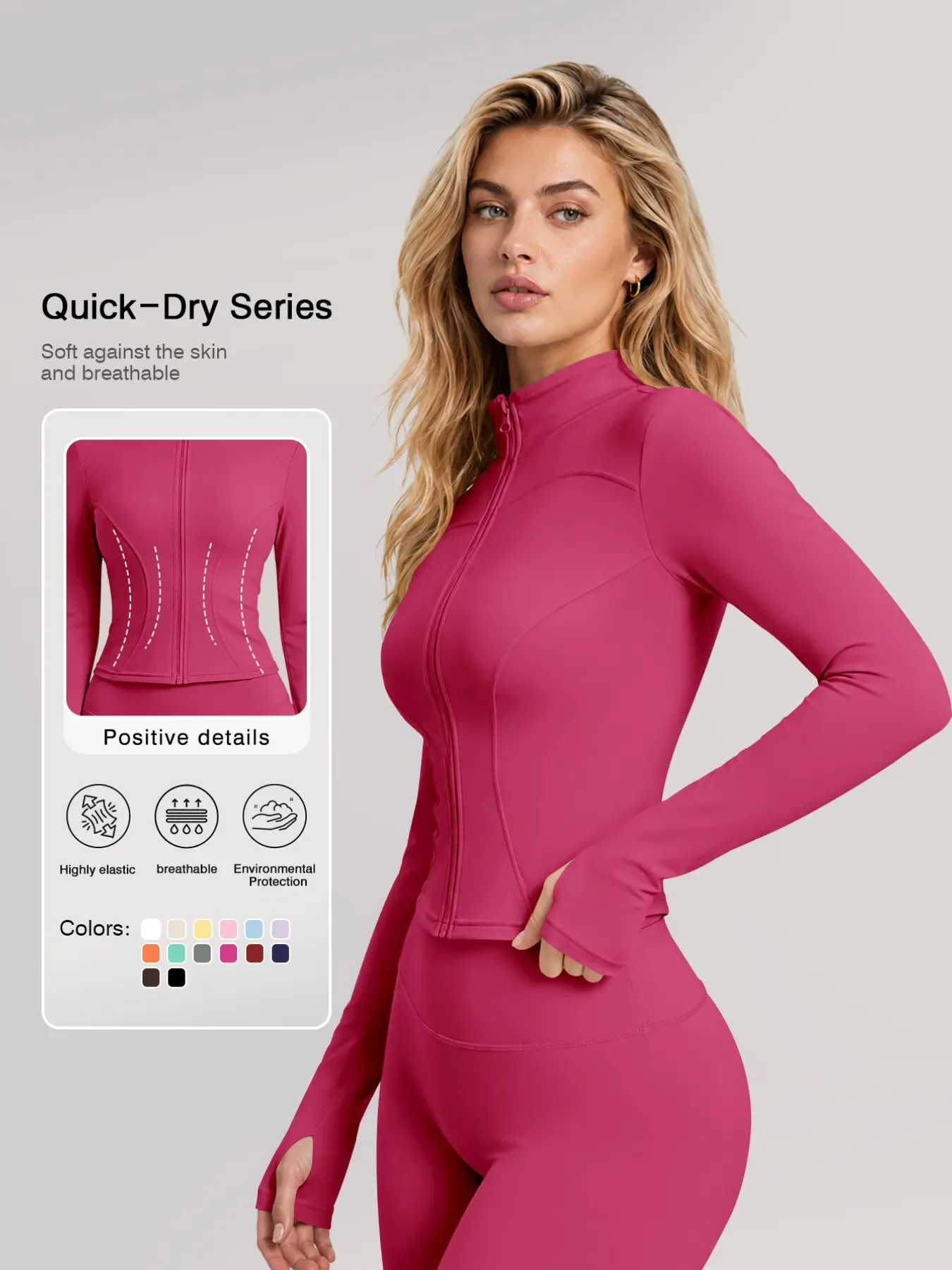 Women's New Long Sleeve Sports Jacket, Fitness Outerwear, Plain Quick-Dry Yoga Top, Breathable Slim-Fit, All Seasons, Running, Cycling, Gym Wear