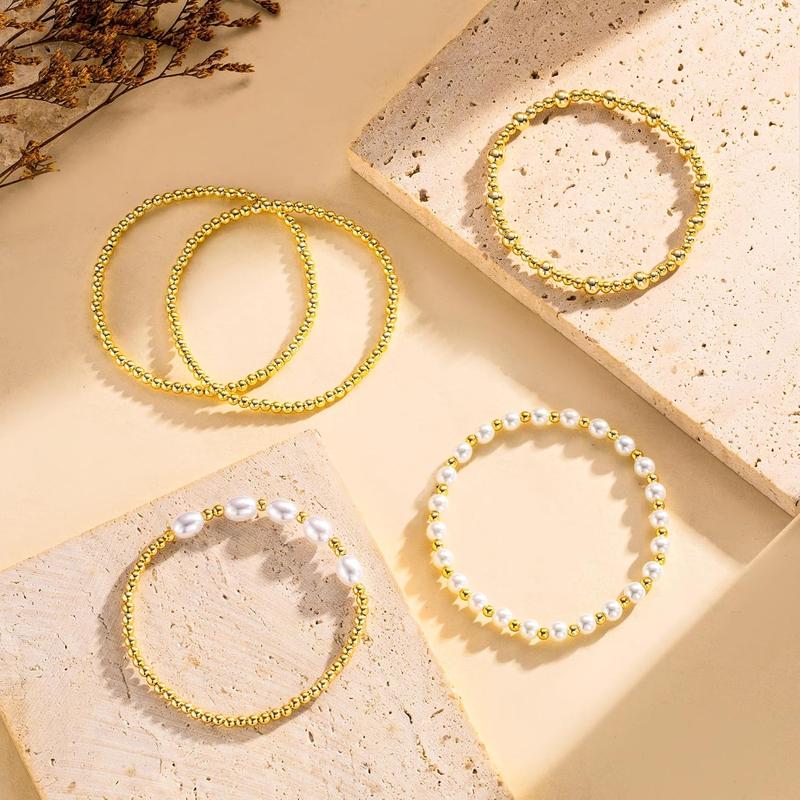 Tewiky Bracelets For Women Dainty Stretch Bracelets Stack Adjustable Enewton Bracelets Non Tarnish Jewelry For christmas 2024 ornament For Valentine's Day Trendy Jewellery Accessories