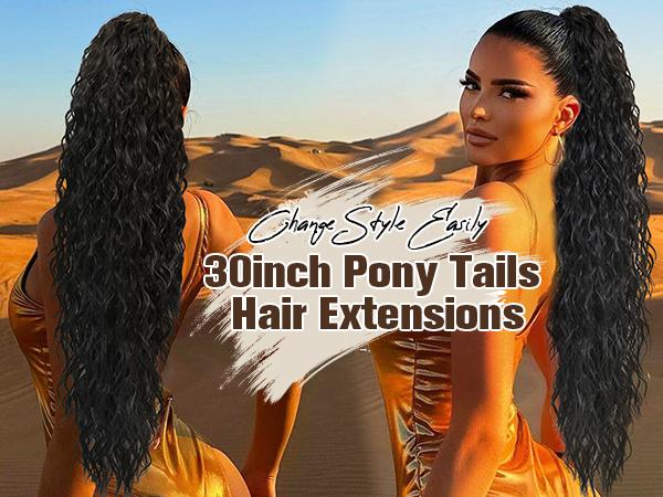 MAQUIUAGE Gray Ponytail Extension Claw 30 Inch Curly Pony Tail Clip in Claw Hair Extensions Fluffy Natural Looking Synthetic Hairpiece for Women