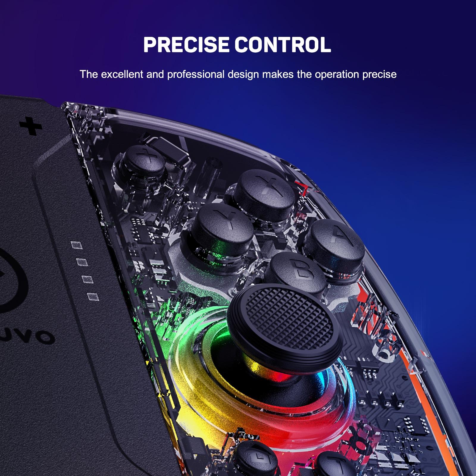 Wireless RGB LED Controller for Nintendo Switch Lite Oled Joy-Con, Dual Vibration Joystick, Compatible with Joy-Cons & Switches