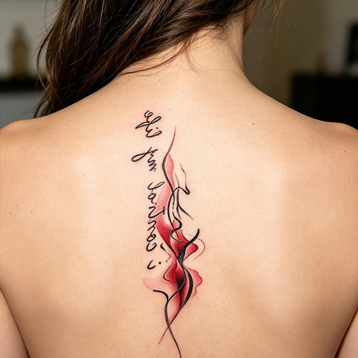 Elegant Floral Calligraphy Tattoo, Waterproof Sexy Body Art for Women, Trendy Body Stickers for Party, Contemporary Style, 1pcs