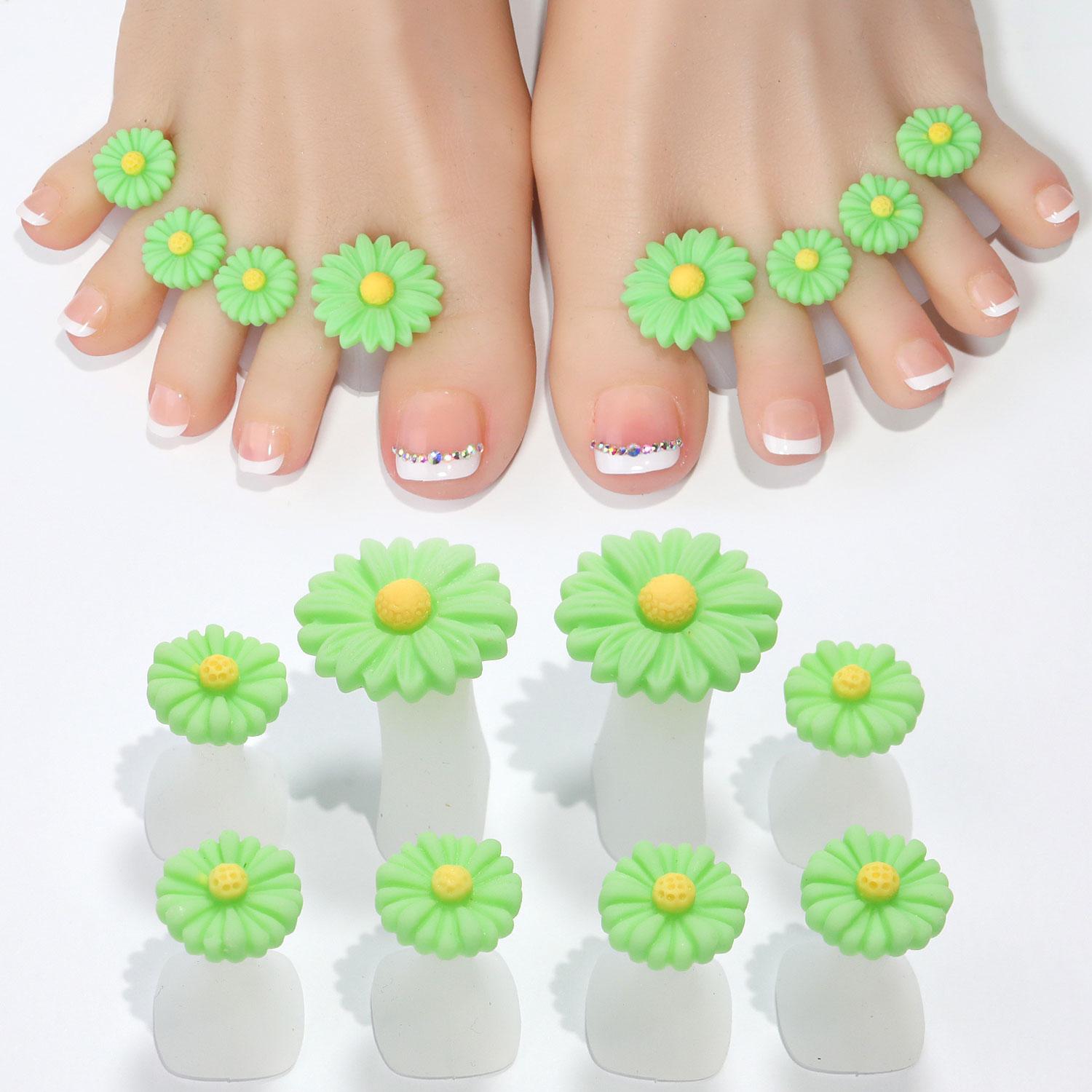 Nail Silicone Finger Splitter Toe Splitter Daisy Water Drip Rhinestone Decorative Nail Tool Toe Divider Nail Care Special Accessories 8 pcs/pack