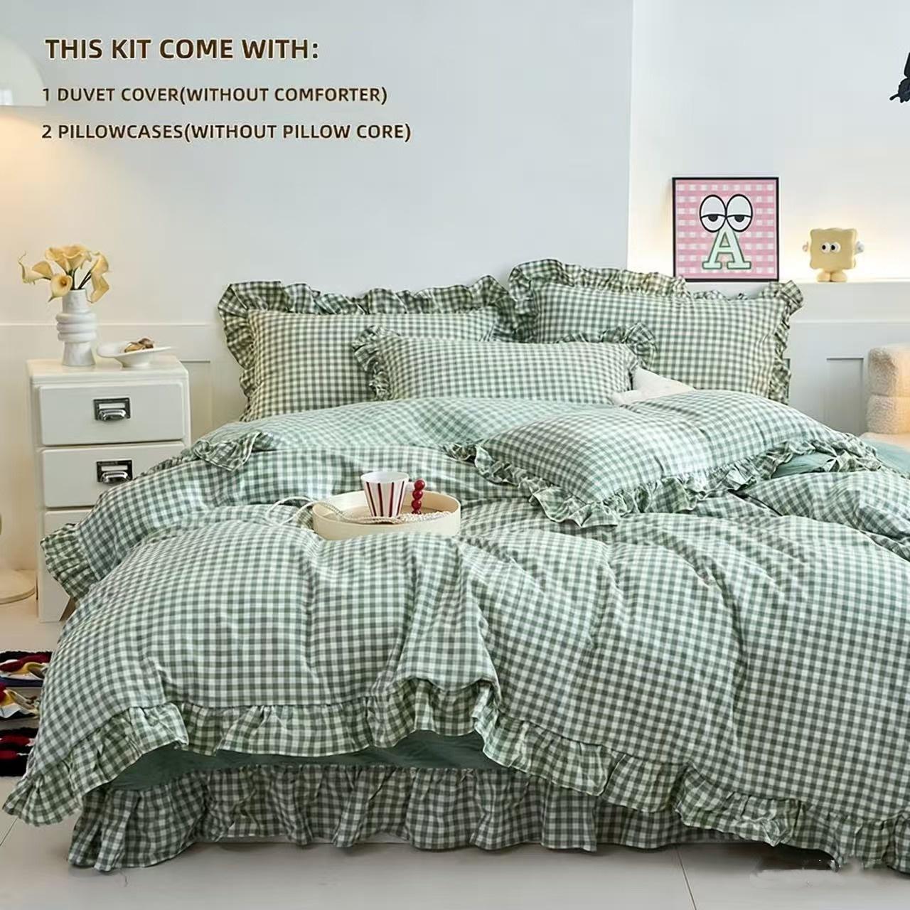 3-Piece Classic Fashion Plaid Bedding Set, Includes 1 Fitted Sheet & 2 Pillowcases, Soft Comfortable Home Bedroom Linen, Soft Bedding Sets