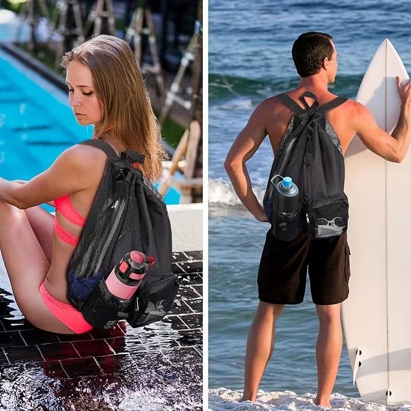 Polyester Drawstring Gym Bag, Lightweight Sports Backpack, Fitness Yoga Bag, Beach Backpack, Casual Outdoor Daily Use, Unisex